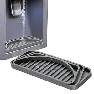 ZAAWUUT Upgraded Refrigerator Drip Catcher Tray,Fridge Water Dispenser Drip Tray Prevents Water Spots and Spills,Mini Non-slip Silicone Dispenser Drip Collector (Gray, Rectangle)