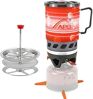 APG outdoor French Coffee Presses Stove For Camping Backpacking Hiking, Outdoor Propane Camp Cooking Gear Burner Pot With Coffee Filter(0.9-Liter)