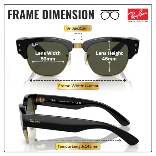 Image of Ray-Ban RB0316S MEGA CLUBMASTER Square Shaped Sunglasses for Men & Women with Official RAYBAN Eyewear Kit