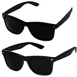 ShadyVEU Super Dark Black Sunglasses UV Protection Lens Spring Hinge 80s Vintage Retro Inspired Shades (2-Pack, 1 Matte & 1 Glossy)