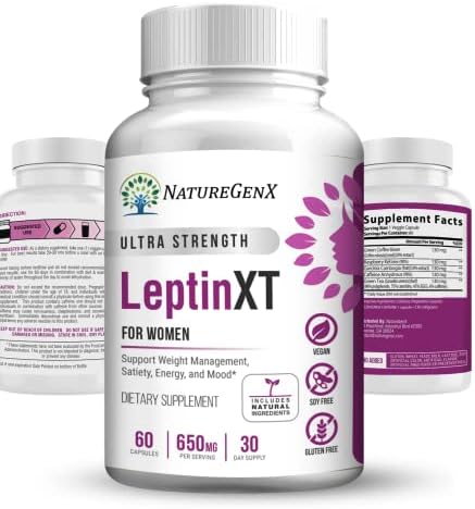 NatureGenX Leptin XT for Women, Extra Strength | Leptin Resistance for Weight Loss & Management, Appetite Suppressant, Metabolism Booster & Fat Burner | Supports Energy & Mood | 60 Capsules