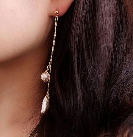 Miniatura 4 de 18K Gold Plated S925 Sterling Silver Drop &Dangle Earrings Geniune Pearl Earrings for Girls &Women