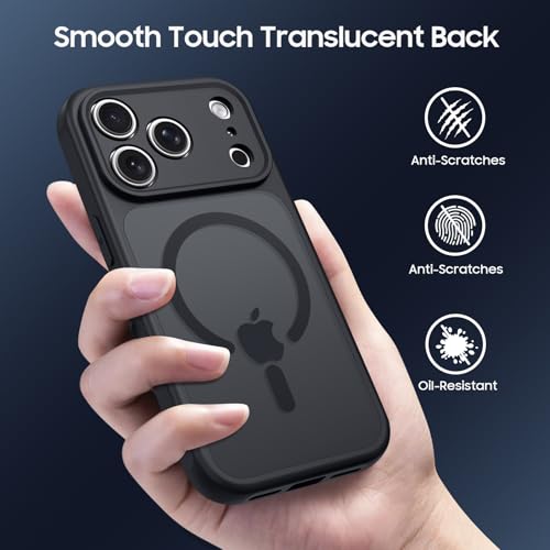 Image of Tobfit Magnetic Case for iPhone 17 Pro Compatible with Mag Safe, Translucent Matte Back Slim Shockproof Phone Cover for iPhone 17 Pro