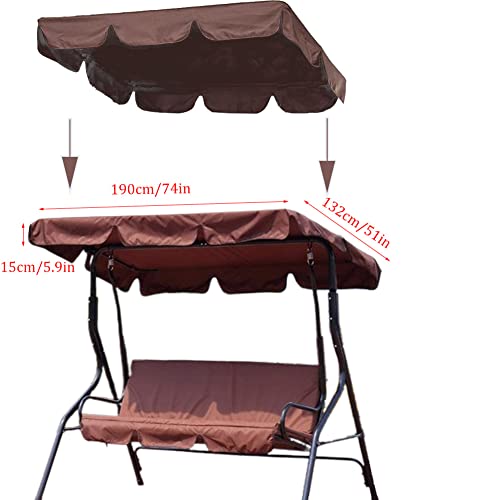 Swing Canopy Replacement Top for 3 Seat Outdoor Patio Porch Garden Pool (Coffee/74 * 51 * 5.9) by JEWELTH - Used condition - Image 2