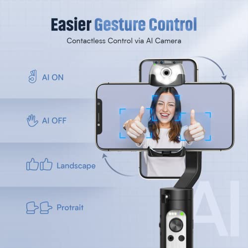 Gimbal Stabilizer For Smartphone 3-Axis Phone Gimbal W/ Ai Tracking Sensor Inception Timelapse Lightweight Foldable Gimbal For Iphone 14 Pro Max/Samsung S22 Vlog Stream Live Video, Hohem Isteady V2 #TOP3