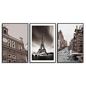 signwin 3 Piece Framed Canvas Wall Art Black...