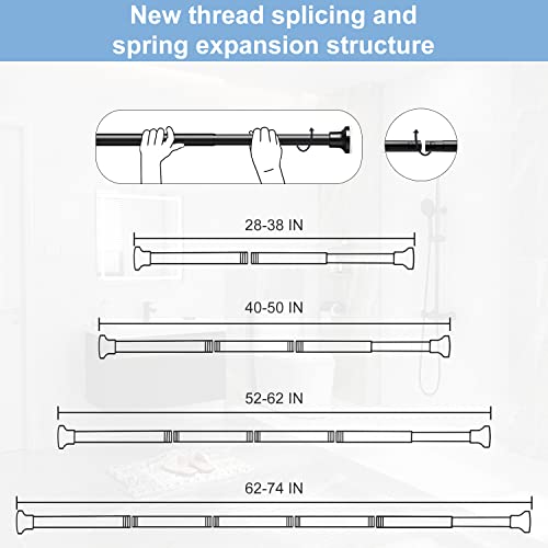 Shower Curtain Rod Tension No Drill, 40-74 Inch Matte Black Spring Rust-Resistance Adjustable Curtain Rod For Bathroom Shower Stall, Rv, Windows, Closet #TOP4