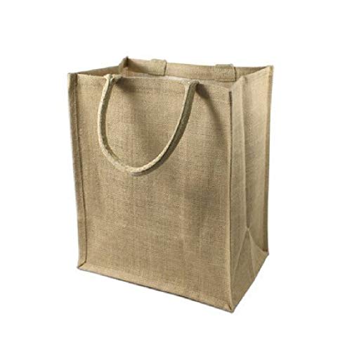 Wine Bag Store Jute Burlap Six Bottle Wine Gift Tote Bags Size 8 x 12 x 14 by SHOPINUSA