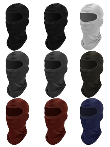 Image of Zhanmai 9 Pcs Ski Mask for Men Women UVSun Protection Face Mask Windproof Breathable Full Cover Balaclava for Outdoor
