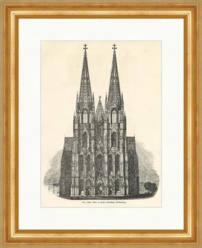 Tour de Cologne gravure sur bois d'époque pour salon élégant E 6769