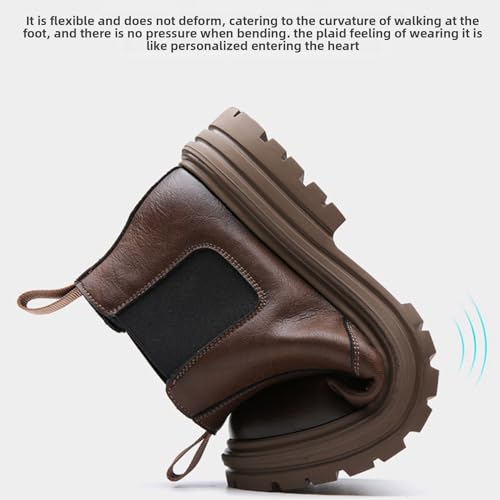 Men's Leather Platform Chelsea Boots Luxury Round Toe Non-Slip Lug Sole Elastic Slip-On Ankle Boots Casual Business Office Dress Boots4