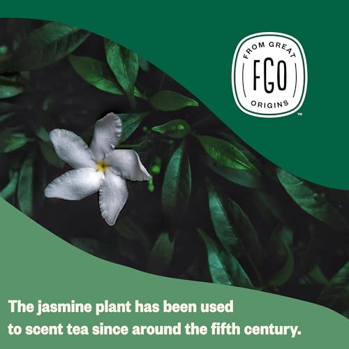 Image of FGO Organic Jasmine Green Tea, 100 Count, Eco-Conscious Tea Bags, Resealable Bag, Packaging May Vary (Pack of 1)