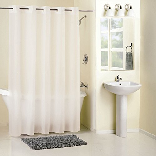 Hookless Full Length 2-in-1 Chlorine-Free PEVA Shower Curtain with Flex-On Rings for Easy Installation, 71
