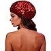CHICTRY Sparkle Sequins Beret French Style Beanie Cap Artist Hat for Fancy Dress Up Party Accessories Red One Size