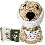 G MiDui'S Well At Least You Dont Aear a Cone–Funny Crochet Dog Get Well Gifts–4.5' Emotional Support Crochet for Cancer 、Lumpectomy、Vasectomy Humor Surgery Recovery Gifts