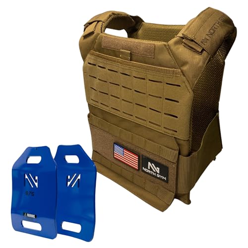 Northgym Adjustable Weighted Vest/Incl. Two 3D Weight Plates in 14lbs / 20lbs/ 30lbs/ 42.5lbs - Optimized Weight Distribution and with Curved Plates for Running, Functional Training and Working Out