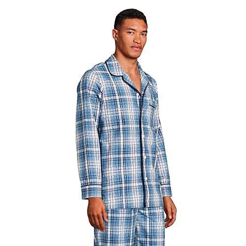 Lands' End Mens Bs Poplin Pajama Shirt High Noon Plaid Regular Medium #TOP4