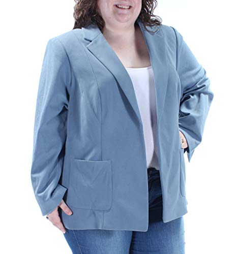 Calvin Klein Womens Plus Crepe Non-Vented Open-Front Blazer Blue 24W