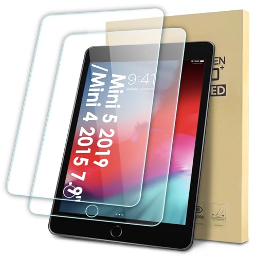 Suppeak 2-Pack Screen Protector Compatible with iPad Mini 5/4 (2019/2015 Model, 5th/ 4th Generation), Tempered Glass Clear Film, Anti-Scratch, 9H Hardness, Easy Installation