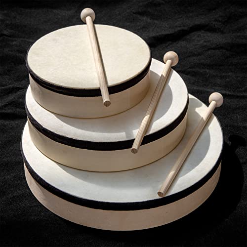 World Rhythm HD-8-BK Handtrommel – 20,3 cm vorgestimmte Rahmentrommel – Beater inklusive – Trommelkopf aus Ziegenleder