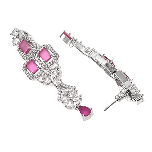Emerald Cut CZ Adorned Brass Opulent Plated Jewellery Set