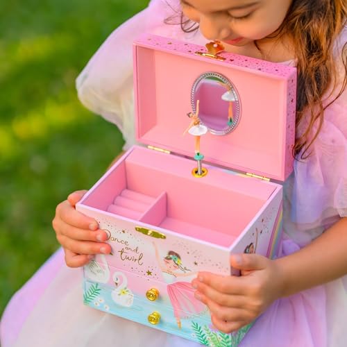 Musikalisches Ballerina-Schmuckkästchen für Mädchen – Kinderspieluhr mit drehender Ballerina, Ballett-Geburtstagsgeschenke Mädchen, Schmuckkästchen, 17,1 x 13,3 x 15,2 cm – Alter 3–10, rosa