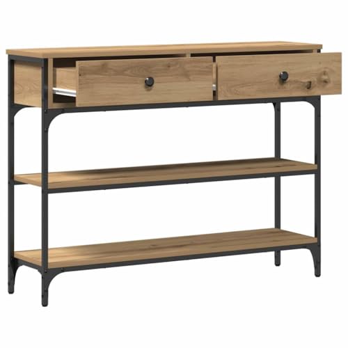 Mesa consola de pasillo en madera de roble para decorar tu entrada 6