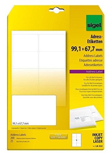 Sigel Adress-Etiketten 99,1x67,7mm weiss Ink/Laser/Copy geeigne