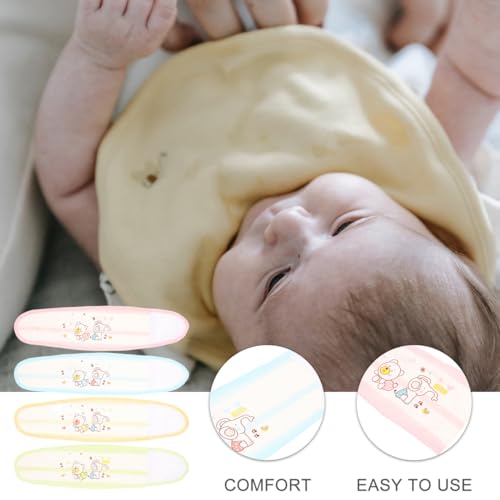 Image of Healifty 4 Pcs Baby Belly Button Band: Infant Umbilical Cord Navel Belt, Soft Cotton Adjustable Belly Bands for Newborns 0-12 Months