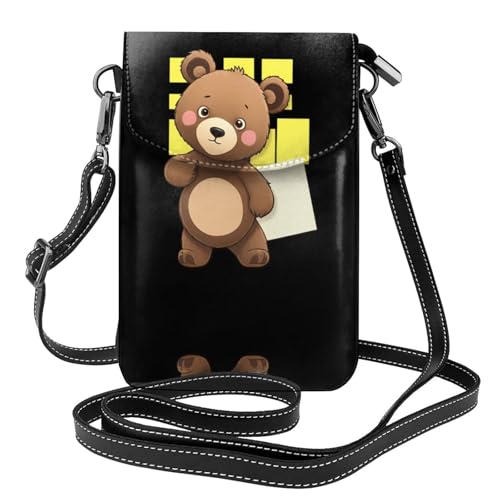 Sac bandoulière portable en cuir ours mignon 19x12 cm pour sorties