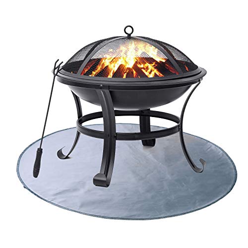 BOOFIRE Fire Pit Mat, Round Grill Mat for Ground, Patio, Deck, Lawn, Outdoor or Campsite Protection Ember Mat Pad Silver (36‘’x36‘’)