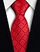 GUSLESON Red Wedding Tie Plaid Ties for Men Men's Fashion Necktie Clip and Pocket Square Cufflinks Sets (6102-19)
