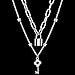 Jude Jewelers Stainless Steel Lock and Key Statement Double Chain Choker Necklace (Silver)