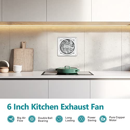 Hg Power 6 Inch Kitchen Exhaust Fan, Powerful Bathroom Vent Fan With Damper, Potable Window Fan, Small Fume Extractor Ventilation Fan For Shop, Smoking Room, Garage, Silver #TOP5