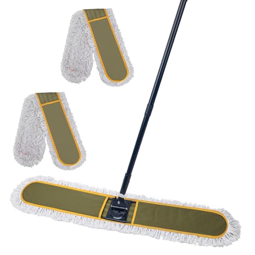 KeFanta 48 Commercial Dust Mop for Floor Cleaning Large Industrial Heavy Duty Floor Duster with 2 Replacement Mop Heads Wet Dry Sweeper Broom for Hardwood Floors Tile Concrete Laminate Garage Marble