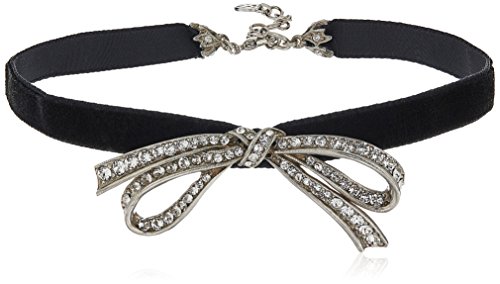 Ben-Amun Jewelry Mod Victorian Swarovski Crystal Ribbon Pendant Black Velvet Choker Necklace, 13" + 2" Extender #TOP18