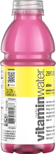 vitaminwater zero shine, electrolyte enhanced water w/vitamins, strawberry lemonade drink, 20 fl oz (Pack of 6)