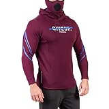 GYM AESTHETICS Herren T Shirt Schutz Schlauchschal Halswärmer Abnehmbare Kapuzenmaske Atmungsaktiv Bewegungsfreiheit, Für Training und andere Sport in Burgund