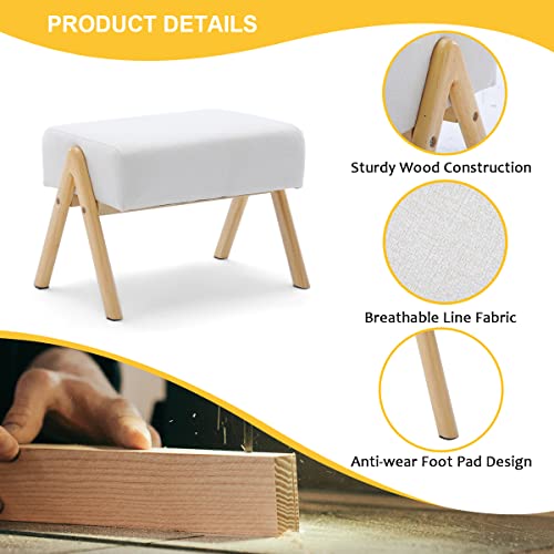 Homrest Glider Chair With Ottoman,High Backrest For Nursery, Upholstered Fabric Indoor Rocking Armchair With Lumbar Pillow For Living Baby Room(White) #TOP4