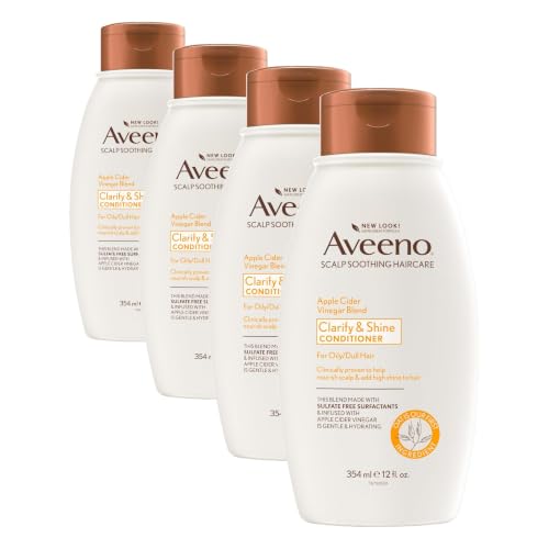 Aveeno Apple Cider Vinegar Clarifying Conditioner, 12 Fl Oz (Pack of 4)