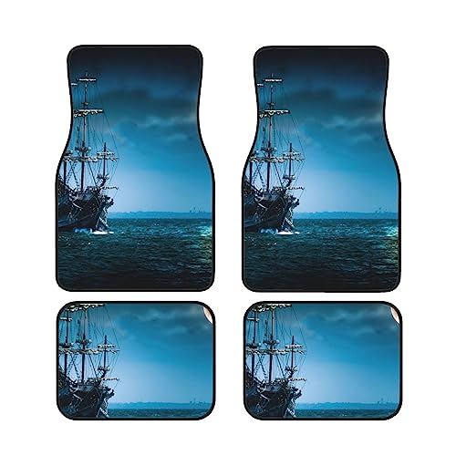 Tapis de sol voiture bateau pirate : lot de 4 avant et arrière antidérapants