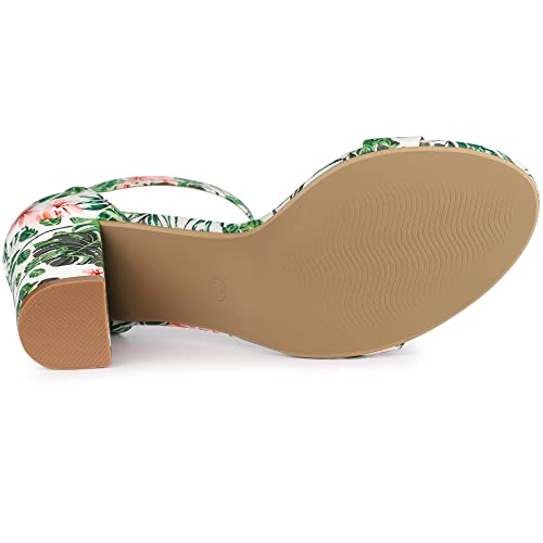 Image of Allegra K Women's Floral Print Open Toe Block High Heels Summer Sandals