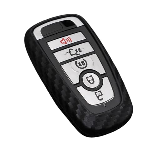 Silicone Carbon Fiber Smart Key Case Cover Compatible for Ford Focus Explorer Ranger Bronco Sport Ecosport Edge Escape Maverick F150 F250(Style A)