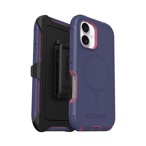 OtterBox iPhone 16 (Only) Defender Series MagSafe Case - Regatta Rose (Purple & Pink) - Holster Clip Included - Built-in Magnets - Screenless - Rugged & Durable - with Port Protection by OtterBox - Used condition - US$19.50