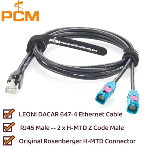 Cable Ethernet Automotriz Rosenberger H-MTD a RJ45 Cat6A 1 m miniatura 2