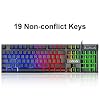 Keyboard and Mouse Gaming LED Wired Combo with Emitting Character Keyboard 4800DPI 2 Side Button USB Mouse Rainbow Backlit Mechanical Feeling Compatible with PC Raspberry Pi Mac Xbox one ps4