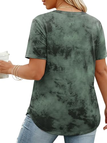 Image of VISLILY Plus-Size-Tops for Women Casual Short Sleeve T Shirts Trendy Tie Dye Crewneck Tees Comfy Loose Fit Tunics XL-5XL