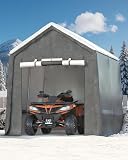 GarveeLife Portable Outdoor Storage Shed with Roll-Up Zipper Door & Vent, 240G Heavy-Duty Shelter Waterproof PE Tarp, UV-Resistant Carport for Motorcycle, Firewood, Tools (Gray, 10'x10')