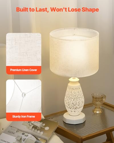 VEVOR Drum Lamp Shade, 13 in Top x 13 in Bottom x 10 in High, Medium Drum Linen Lampshade, Replacement Lamp Shade for Table Lamps Floor Lamps Pendant Lights, Easy Assembly Required (Light Linen)