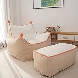 N&V Bean Bag Chair Giant High-Density Foam Filling Sofa with Foot Stool Includes Removable and Machi